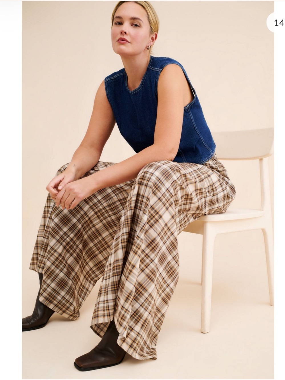 Selkie Wide Leg Plaid Trousers